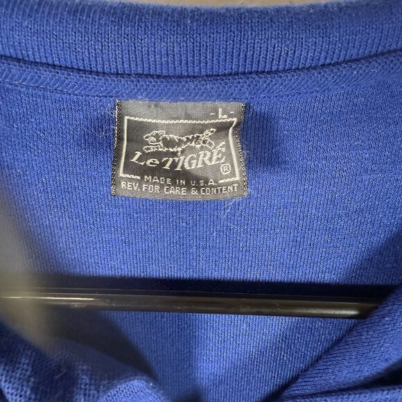 Le Tigre Royal Blue Collared Embroidered Logo Short Sleeves Polo Shirt Size L - Picture 4 of 6